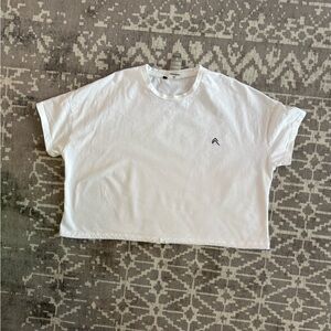 Oner Active Women's White Cropped Tee with Minimal Logo